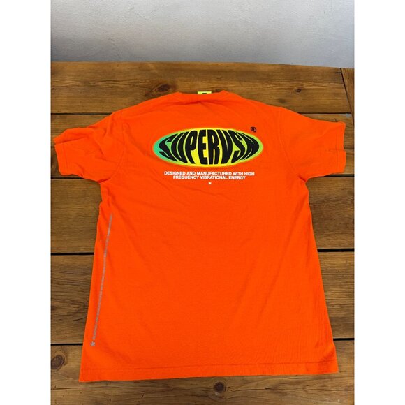Supervsn Mens Orange Graphic Tee Shirt Large Cotton Crewneck Short Sleeve MINT & - Picture 8 of 9